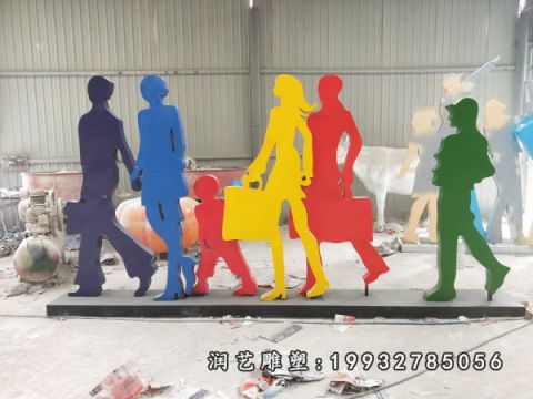 小区不锈钢购物人物雕塑