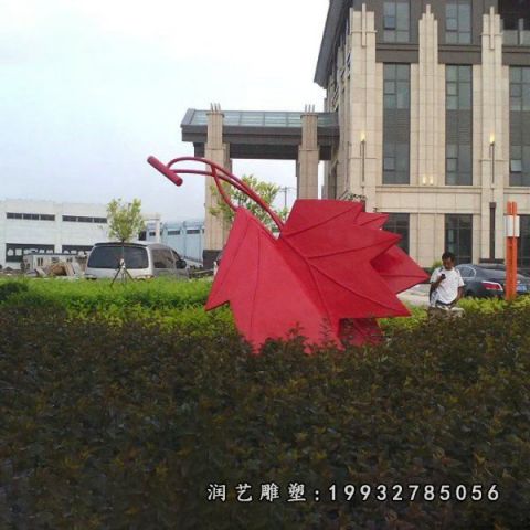 街道不锈钢枫叶雕塑