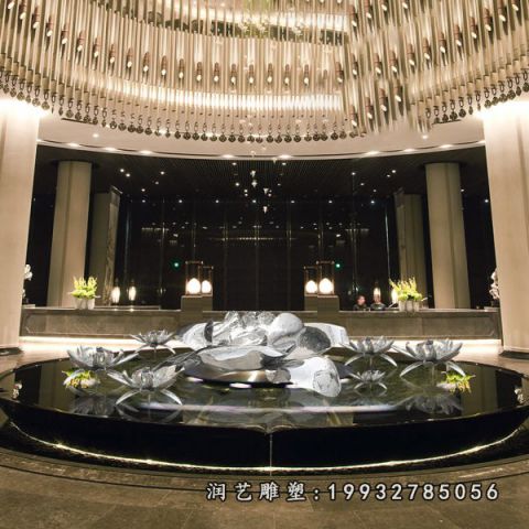 酒店不锈钢荷花雕塑