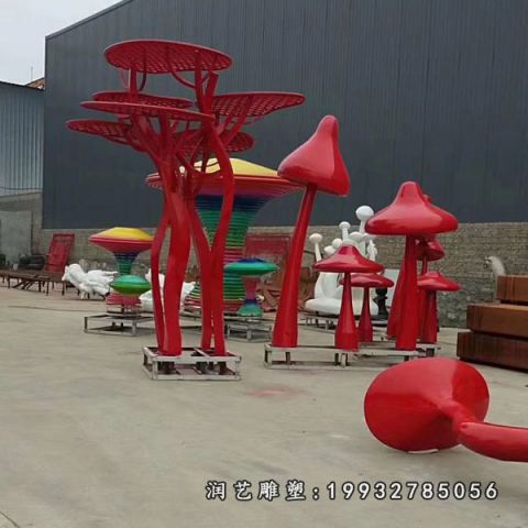 不锈钢公园蘑菇雕塑