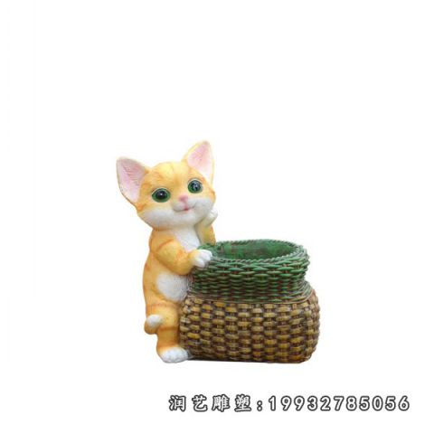 园林玻璃钢猫雕塑