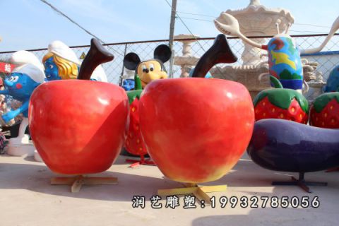 城市玻璃钢苹果景观雕塑