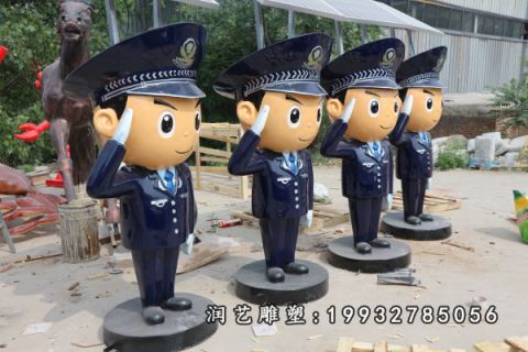 城市玻璃钢警察雕塑