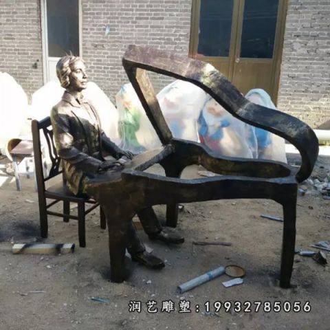 街道弹钢琴人物铜雕