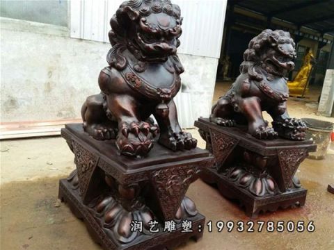 校园狮子动物铜雕