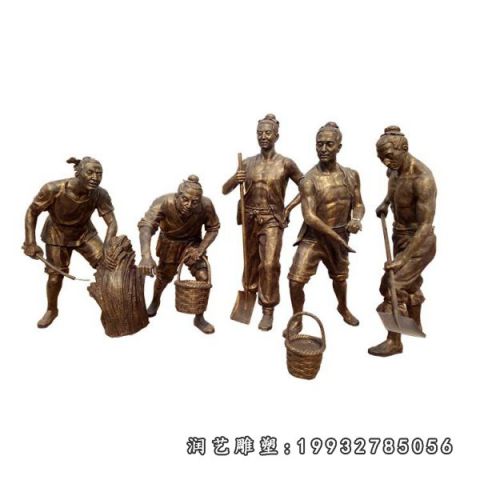 农耕民俗人物铜雕