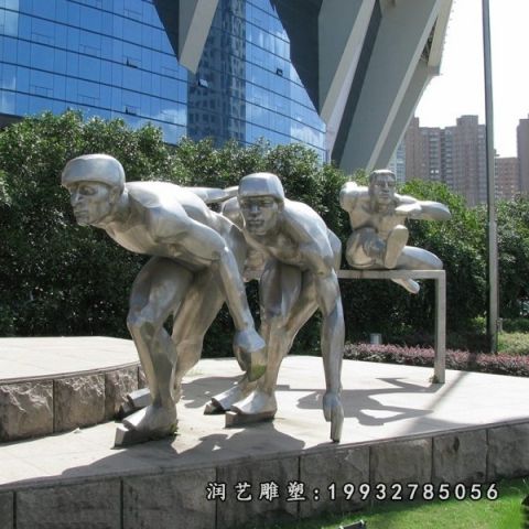 企业不锈钢跨栏雕塑