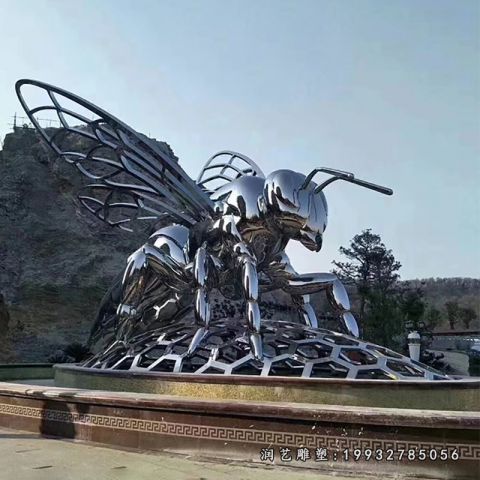 广场不锈钢蜜蜂雕塑
