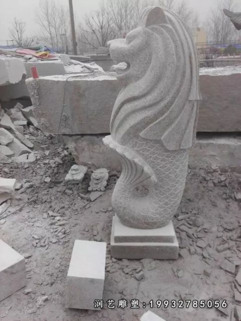 城市鱼尾狮动物石雕