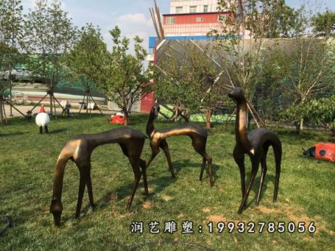 景区鹿动物铜雕