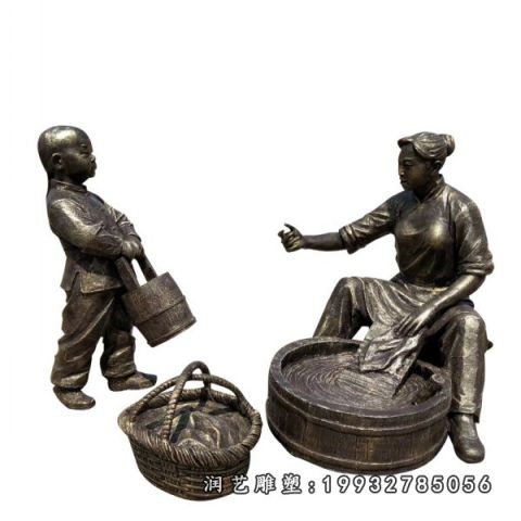 城市孝顺人物铜雕