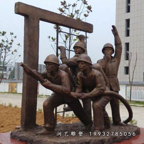 城市消防人物铜雕
