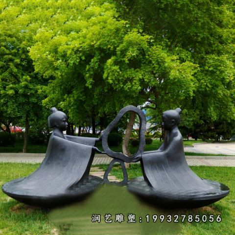 小区孔融让梨古代人物铜雕