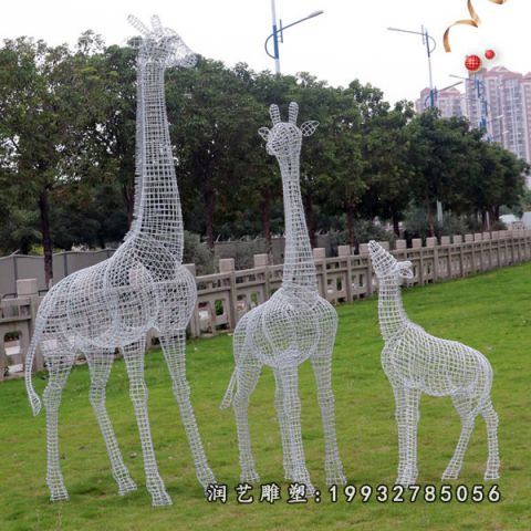 小区不锈钢长颈鹿雕塑