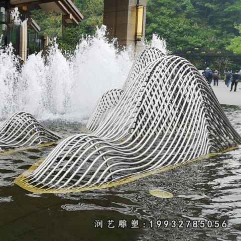 企业不锈钢假山景观雕塑