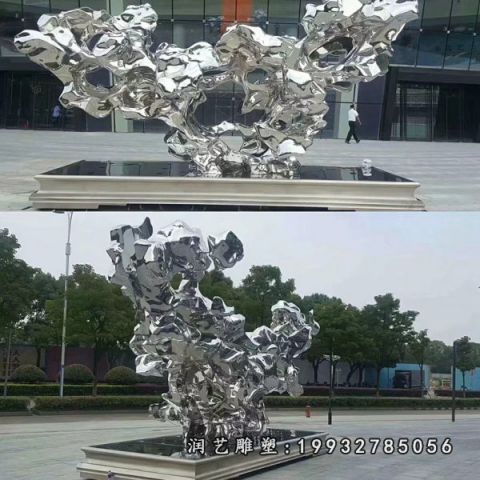 企业不锈钢太湖石景观雕塑