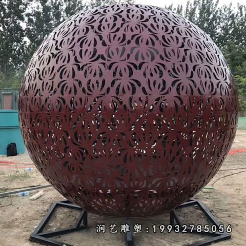 街道不锈钢镂空球景观雕塑