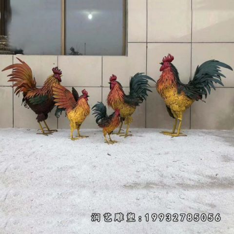 广场玻璃钢鸡动物雕塑