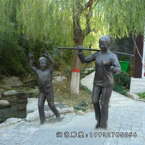 户外鱼文化人物铜雕