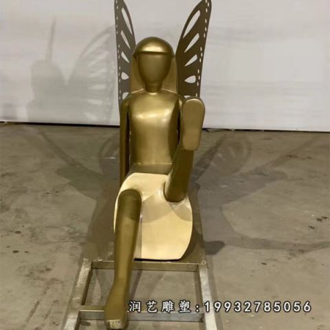 园林人物抽象铜雕