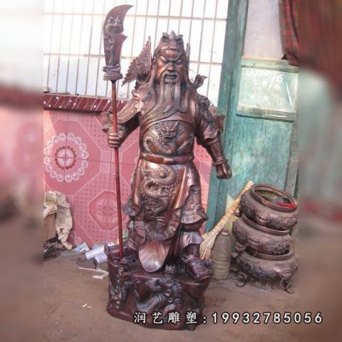 公园关公人物铜雕