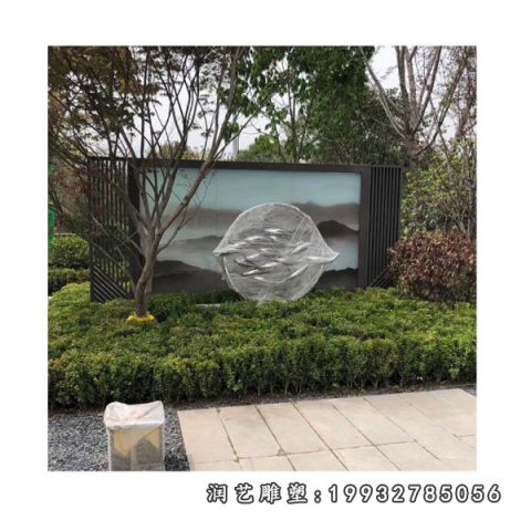 酒店不锈钢鲤鱼跃龙门雕塑