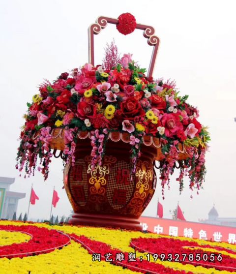 户外不锈钢花篮景观雕塑