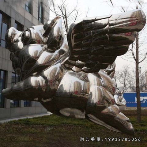 广场不锈钢猪雕塑