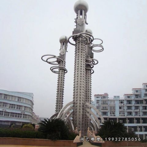 景区不锈钢龙柱雕塑