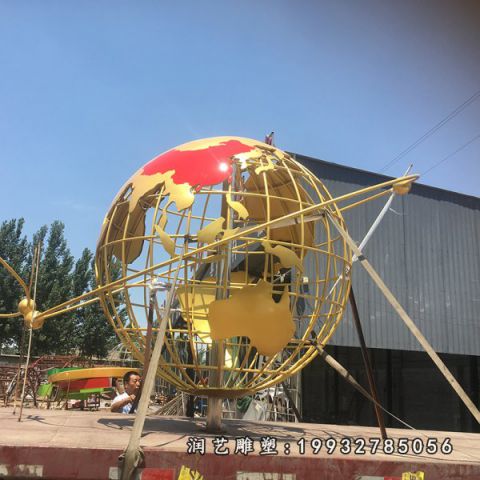 园林不锈钢地球仪雕塑