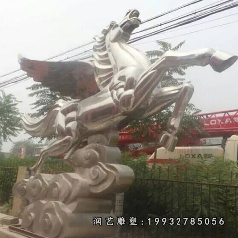 广场不锈钢马动物雕塑