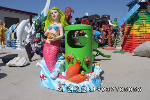 玻璃钢草坪美人鱼雕塑