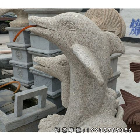 大理石海豚动物雕塑