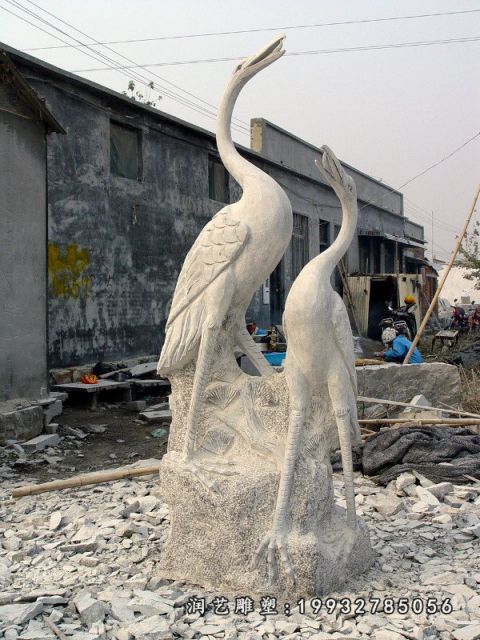 小区大理石仙鹤雕塑