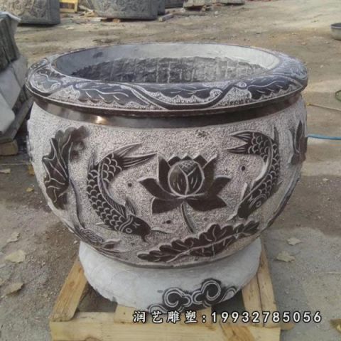 公园大理石鱼缸雕塑