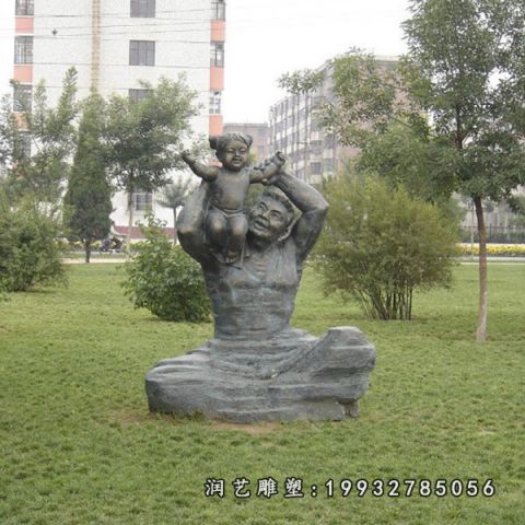 景区人物母子铜雕