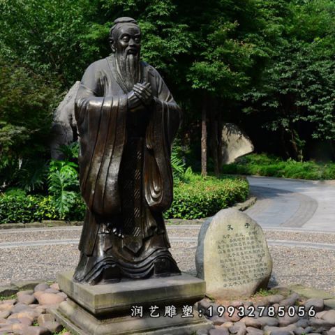 公园孔子名人铜雕