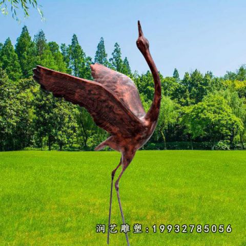 公园铜雕动物仙鹤雕塑