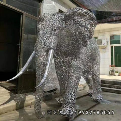 园林不锈钢大象雕塑