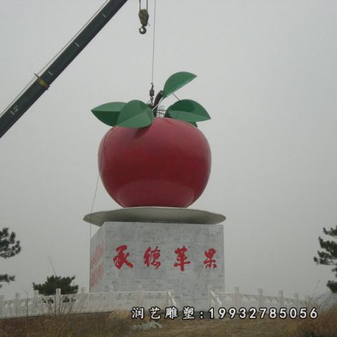 企业不锈钢苹果景观雕塑