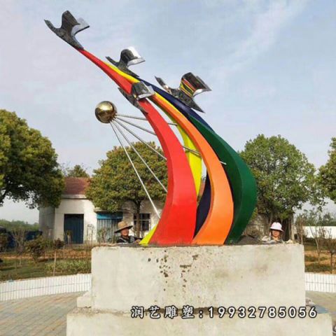 小区不锈钢彩虹景观雕塑