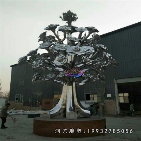 不锈钢广场玫瑰花雕塑