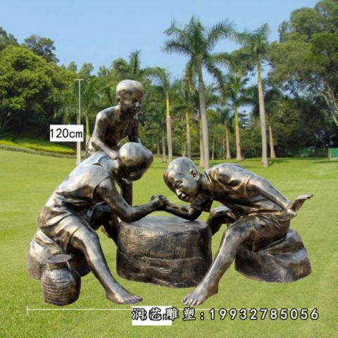 儿童玩耍人物铜雕