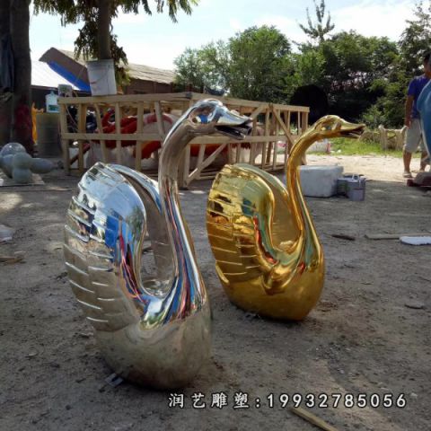 小区不锈钢天鹅雕塑