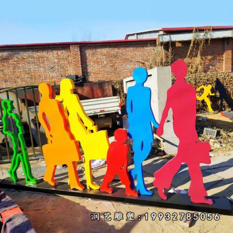城市不锈钢购物人物雕塑