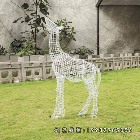 户外不锈钢长颈鹿雕塑