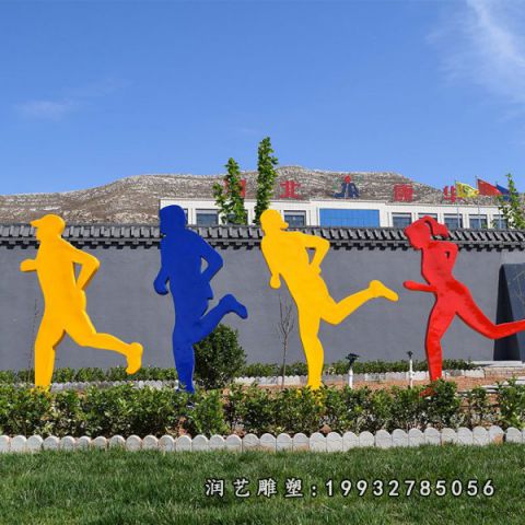 酒店不锈钢跑步雕塑