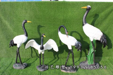 广场玻璃钢仙鹤动物雕塑