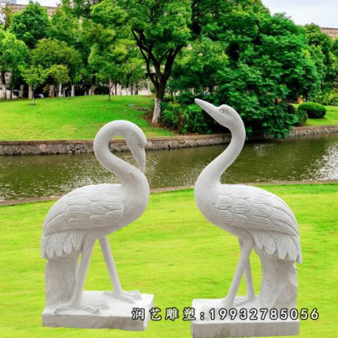 小区动物仙鹤石雕