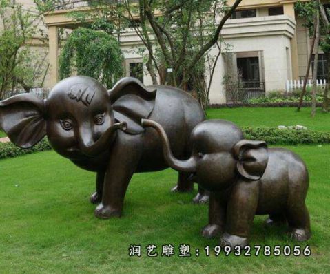 小区动物大象铜雕